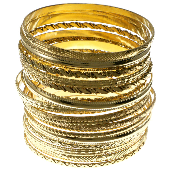 Gold-Tone Metal Multiple-Bangle-Bracelet-Set #2378