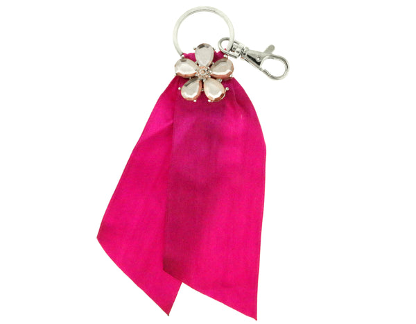 Pink Ribbon Keychain With Flower Accent KEKC4393