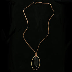 Luxury Stone Leather Necklace Gold & Black NWOT