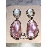 CHLOE + ISABEL blush stone drop earrings with crystal halo - E050