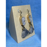 CHLOE + ISABEL grey agate druzy tassel earrings - E486GYAG