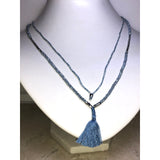 CHLOE + ISABEL blue beaded tassel layering necklace - N218