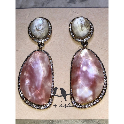 CHLOE + ISABEL blush stone drop earrings with crystal halo - E050