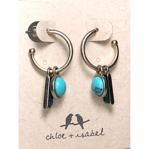 CHLOE + ISABEL Turquoise Charm Hoop Earrings - E033
