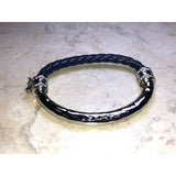 CHLOE + ISABEL navy braided leather n silver pavé hinged bracelet - B041