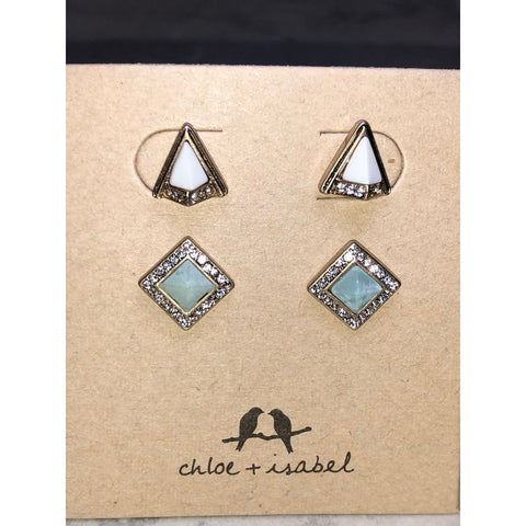 CHLOE + ISABEL geometric stud earring duo - E094