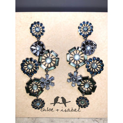 CHLOE + ISABEL multi-motif crystal drop statement earrings - E005