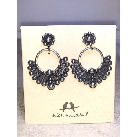 CHLOE + ISABEL silver-tone hoop fan earrings with beaded detail - E182