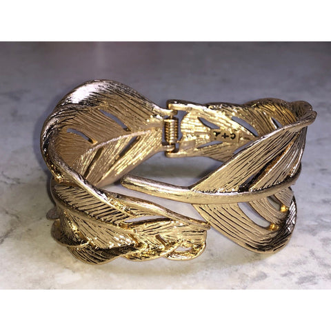 CHLOE + ISABEL golden drift feather cuff bracelet - B004