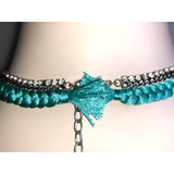 CHLOE + ISABEL turquoise satin braided crystal choker - N081
