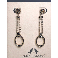 CHLOE & ISABEL Double Chain Knot & Oval Drop Earrings -E181