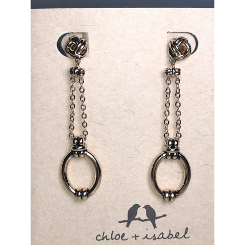 CHLOE & ISABEL Double Chain Knot & Oval Drop Earrings -E181