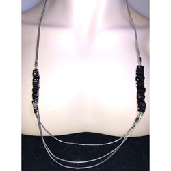 CHLOE + ISABEL all-silver sculpted bar & triple strand layered necklace - N187