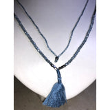 CHLOE + ISABEL blue beaded tassel layering necklace - N218