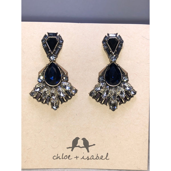 CHLOE + ISABEL midnight crystal statement drop earrings - E314