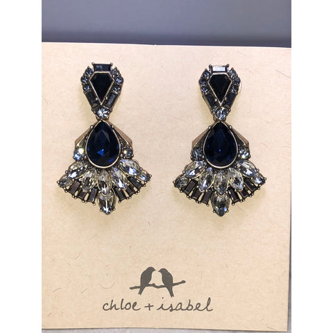 CHLOE + ISABEL midnight crystal statement drop earrings - E314