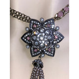 CHLOE + ISABEL crystal lotus tassel statement necklace - N129