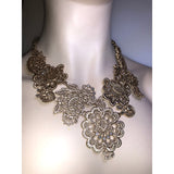 CHLOE + ISABEL filigree lace crystal statement necklace - N118