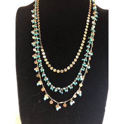 CHLOE + ISABEL turquoise drop multi-layer necklace - N085
