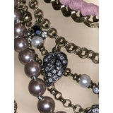 CHLOE + ISABEL vintage regency pearl n crystal multi-layer statement necklace - N128