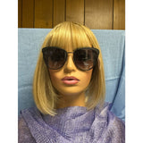 Bebe Oversized Black Cat-Eye Sunglasses with Clear Leopard-Accent Temples