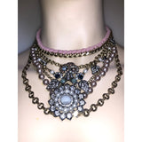 CHLOE + ISABEL vintage regency pearl n crystal multi-layer statement necklace - N128