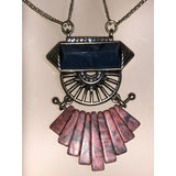 CHLOE + ISABEL art deco pink stone fan statement necklace - N098