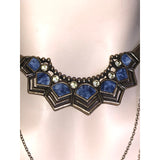 CHLOE + ISABEL blue mosaic collar necklace with draped chains - N082