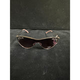 Bebe Women’s Oversized Shield Sunglasses – Gold Metal Frame with Rhinestone Accents – 100% UV Protection (NWT)