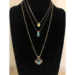 CHLOE + ISABEL turquoise trio layered pendant necklace - N054