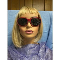 Bebe Women’s Oversized Oval Sunglasses – Red Frame with Rhinestone Accents – 100% UV Protection (NWT)