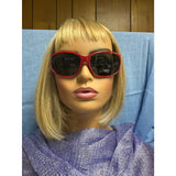 Bebe Women’s Oversized Oval Sunglasses – Red Frame with Rhinestone Accents – 100% UV Protection (NWT)