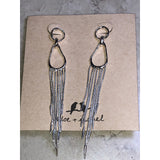 CHLOE + ISABEL silver teardrop fringe statement earrings - E049