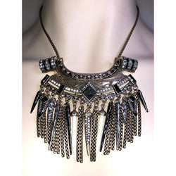 CHLOE + ISABEL noir warrior fringe statement necklace - N102