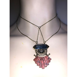 CHLOE + ISABEL art deco pink stone fan statement necklace - N098