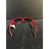 Bebe Women’s Oversized Oval Sunglasses – Red Frame with Rhinestone Accents – 100% UV Protection (NWT)