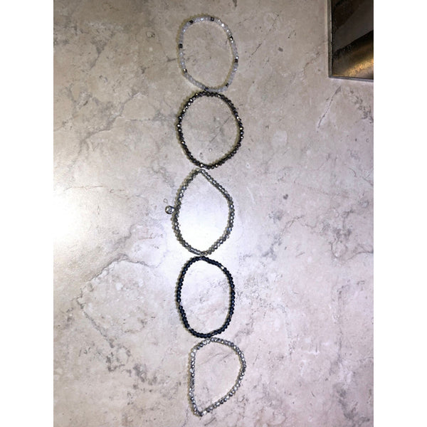 Chloe & Isabel Crystal Beaded Stretch Bracelet Set – Silver & Black - B084