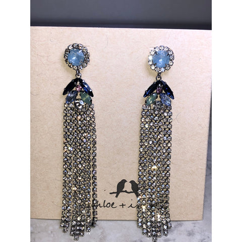 CHLOE + ISABEL Crystal Fringe Statement Drop Earrings - E013