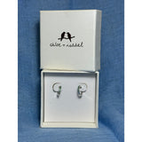 CHLOE + ISABEL silver huggie hoop earrings with green crystals - E556GRRH