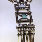 CHLOE + ISABEL geometric turquoise lariat statement necklace - N089