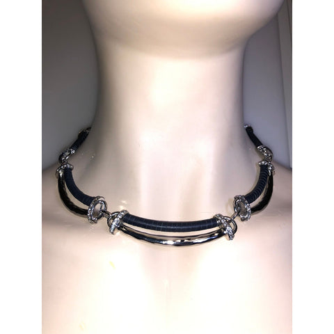 Chloe + Isabel Modern Leather & Crystal Collar Necklace - N441