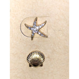 CHLOE + ISABEL coastal starfish n shell stud earring set - E030