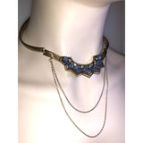 CHLOE + ISABEL blue mosaic collar necklace with draped chains - N082