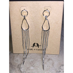 CHLOE + ISABEL silver teardrop fringe statement earrings - E049
