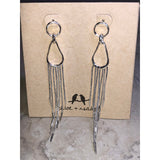 CHLOE + ISABEL silver teardrop fringe statement earrings - E049