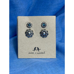 CHLOE + ISABEL southwestern turquoise n silver floral stud earring set - E583BLS