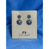 CHLOE + ISABEL southwestern turquoise n silver floral stud earring set - E583BLS