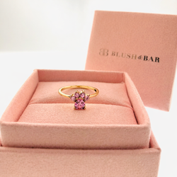 Bella Paw Blush & Bar Sterling Silver Ring - Gold