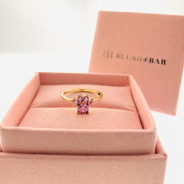 Bella Paw Blush & Bar Sterling Silver Ring - Gold