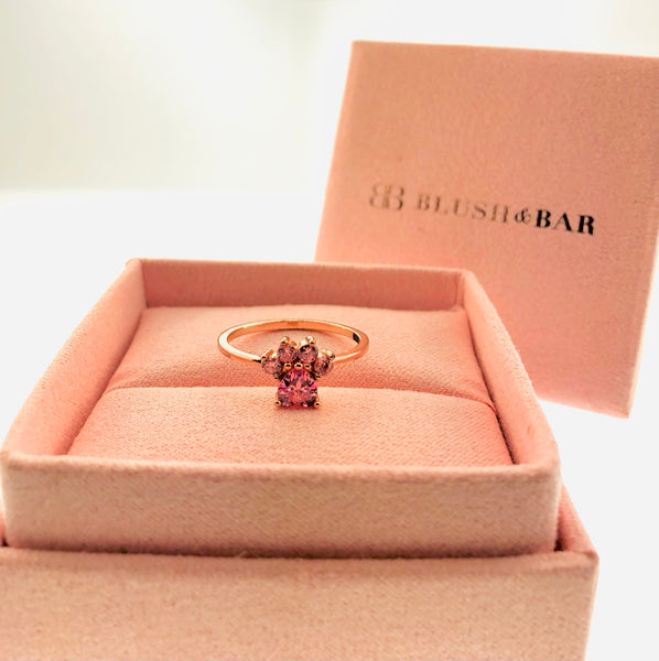 Bella Paw Blush & Bar Sterling Silver Ring - Rose Gold